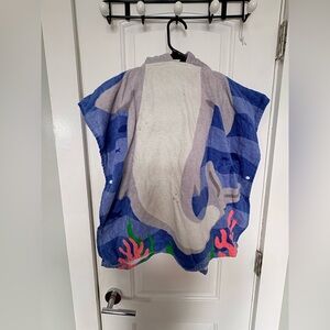 Shark Hooded Kids Bath Towel - Blue and Gray